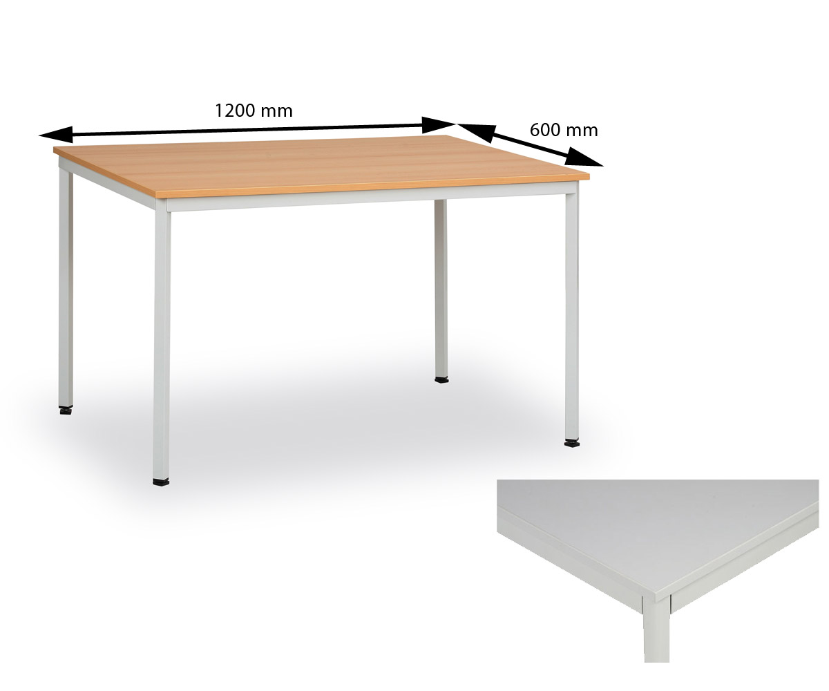 Jídelní stůl 120x60 cm, nohy světle šedé / deska šedá